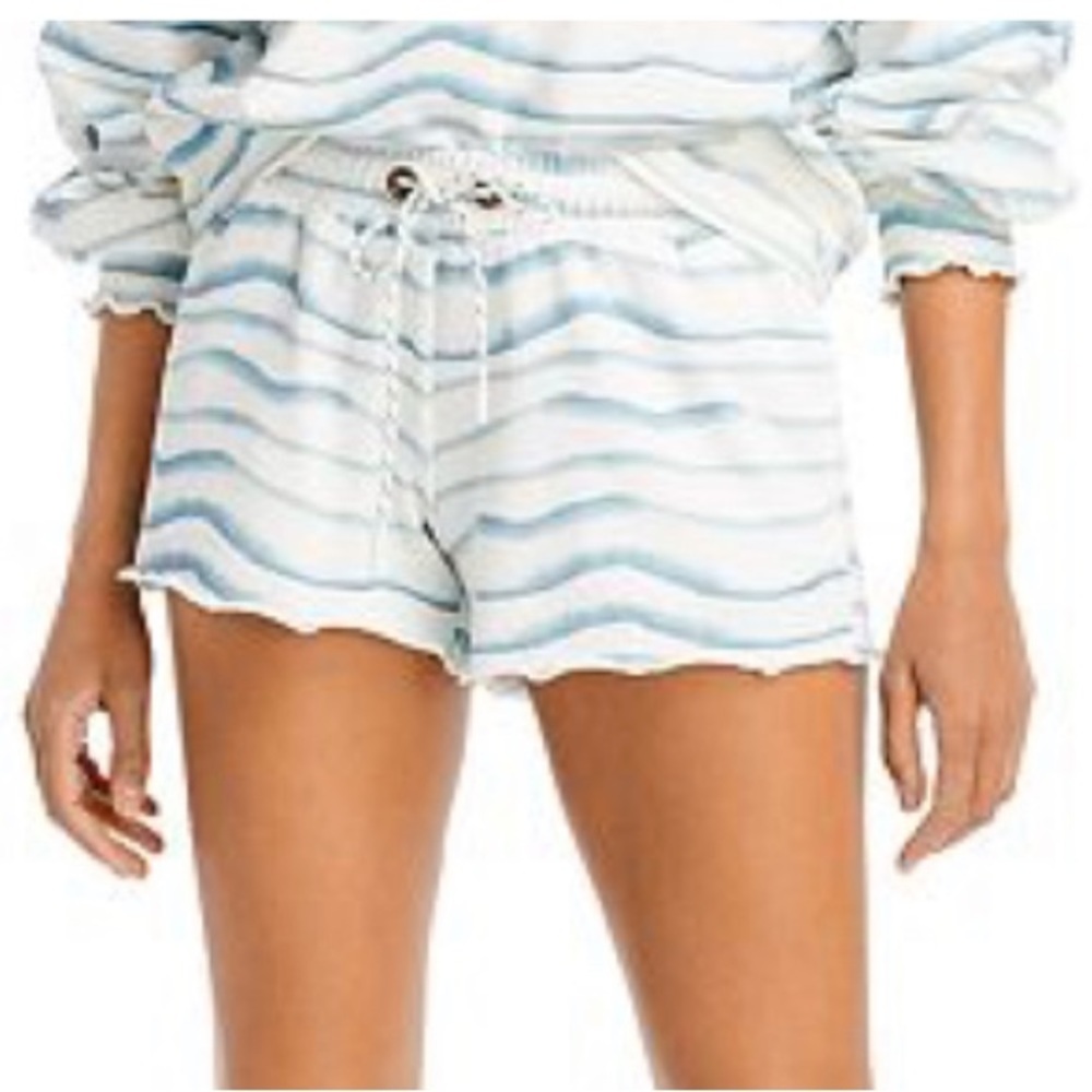 Paige Terry Girly Blue and White Marlie Soft Tie Waist Shorts M